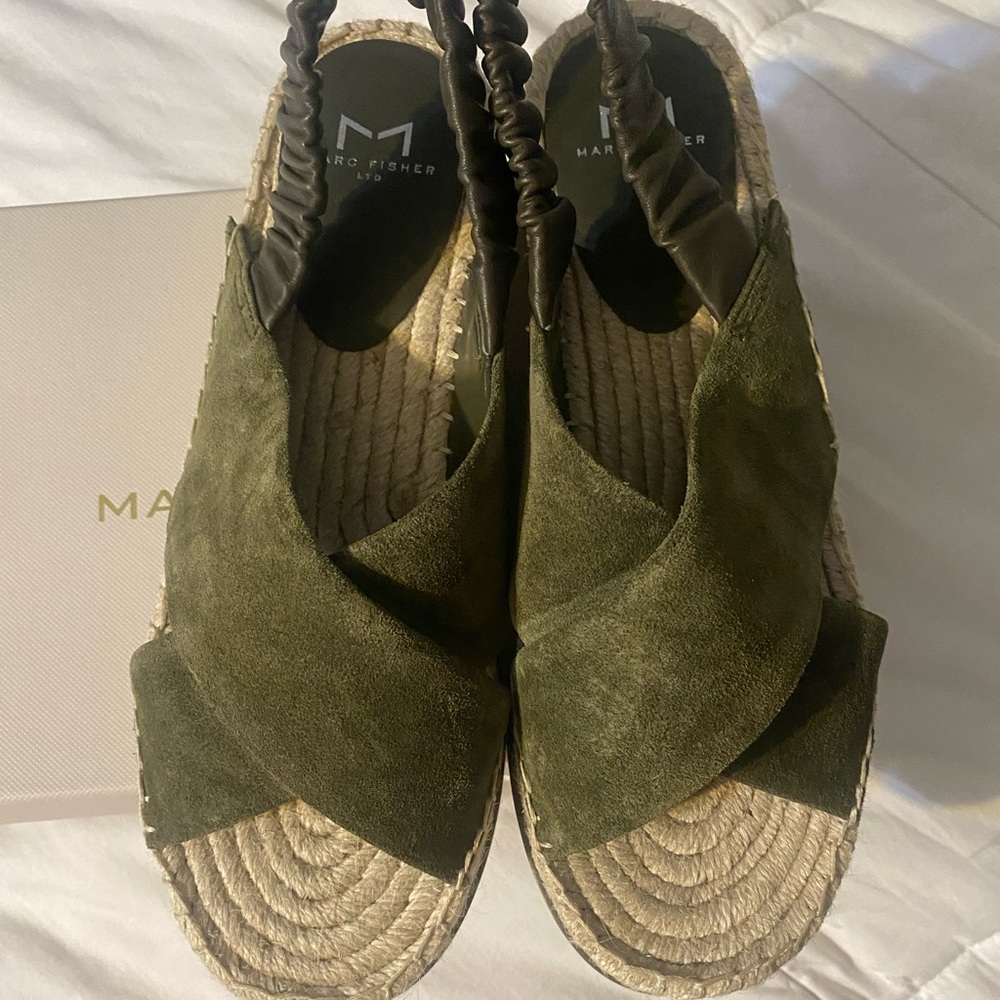 Marc Fisher Green Suede Sandals